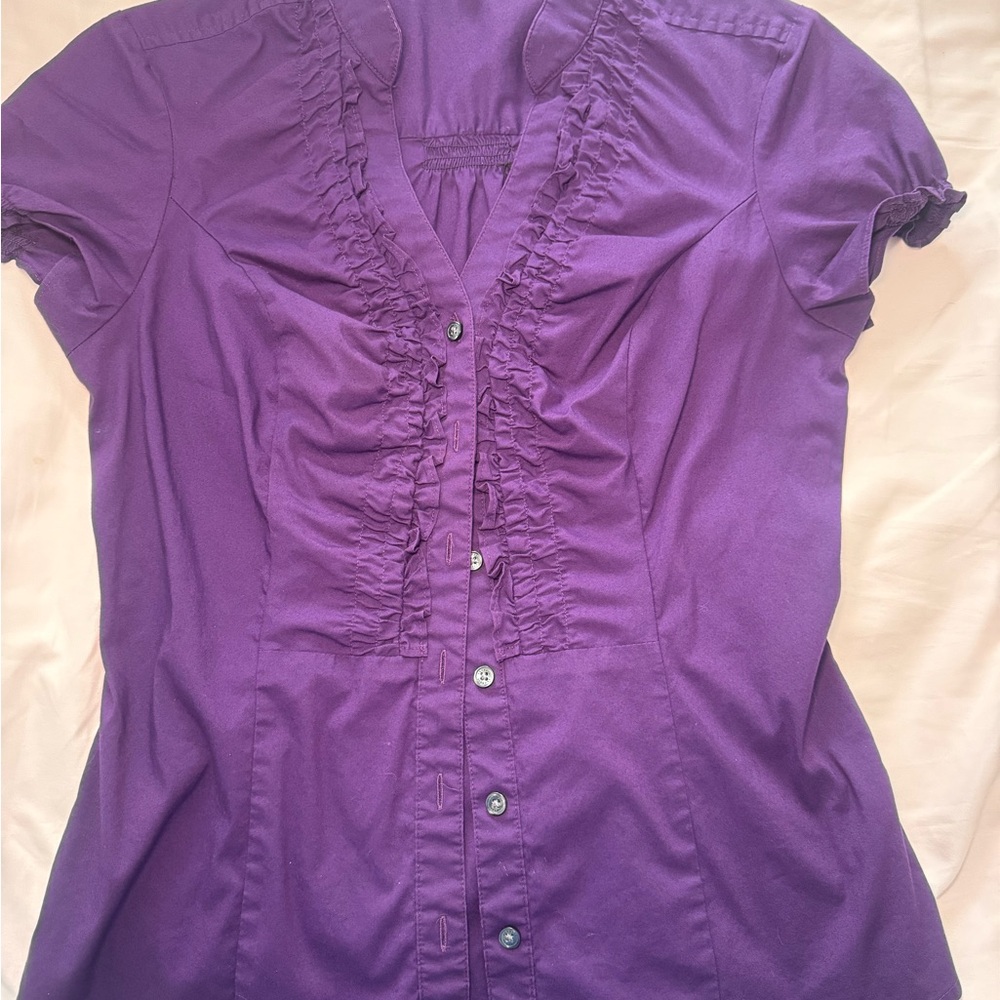 Express Vibrant Purple Ruffle Blouse